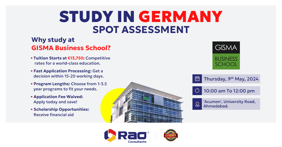 GISMA Business School Spot Assessment, Ahmedabad, Gujarat, India