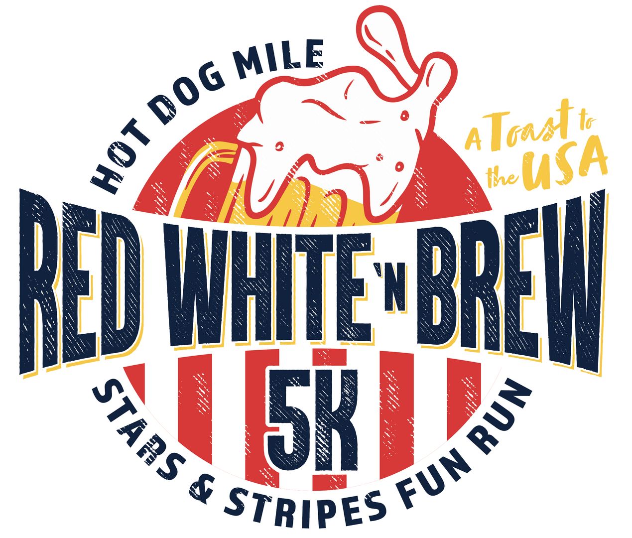 Red White 'n BREW 5k Stars and Strips Fun Run, RWB Hot Dog Mile, Ashburn, Virginia, United States