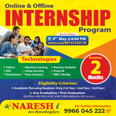 Attend Online & Offline Internship Program in NareshIT