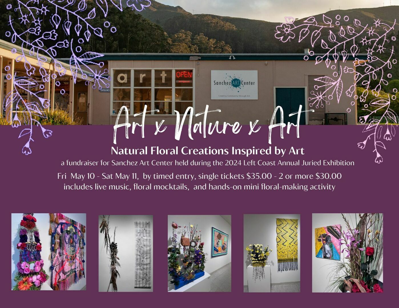 Art x Nature x Art, spring fundraiser for and at Sanchez Art Center, Pacifica, California, United States