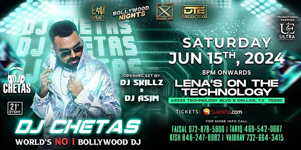 Bollywood Nights With World's No.1 Bollywood DJ - DJ CHETAS in Dallas- TX, Dallas, Texas, United States