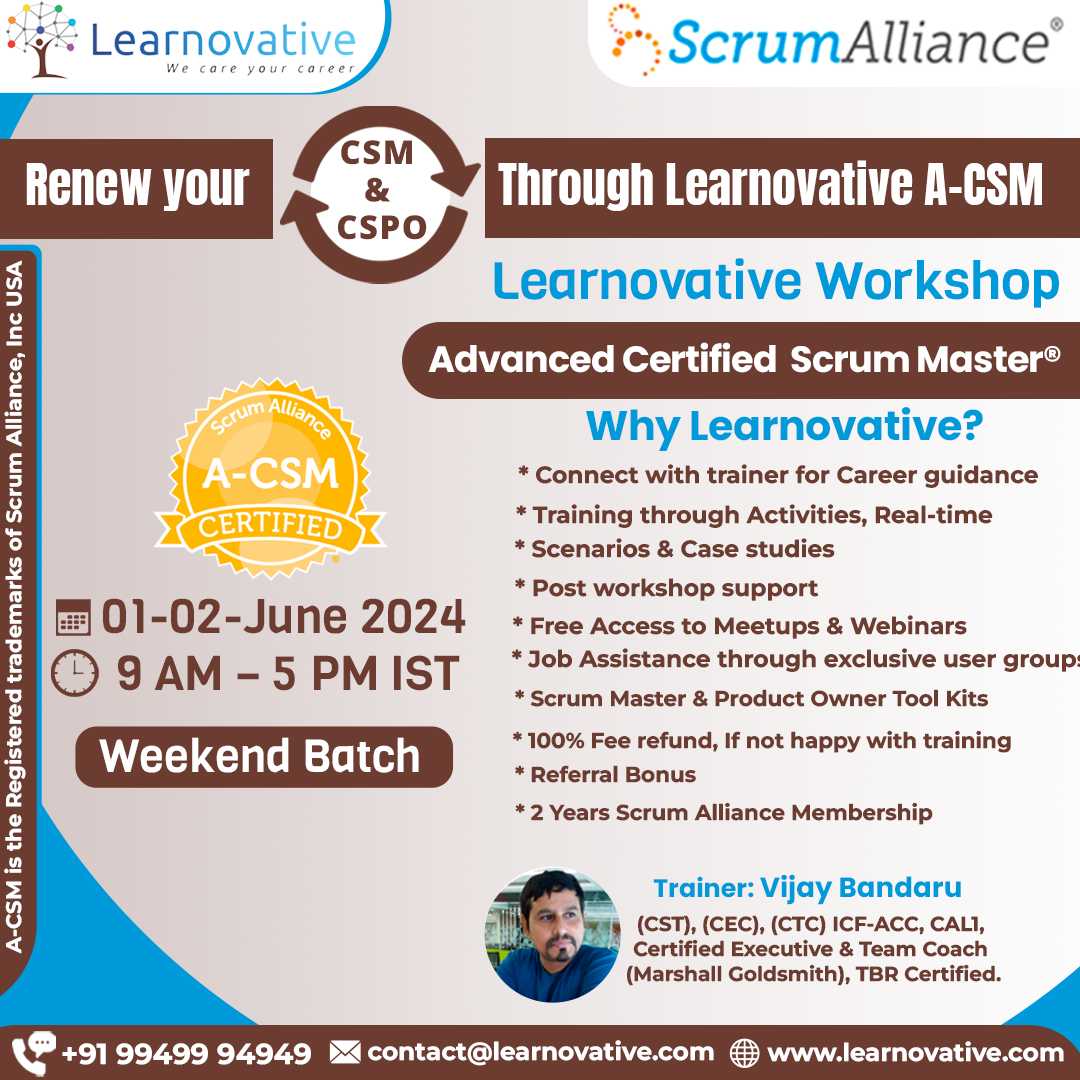 A-CSM Training & Agile Coaching by Vijay Bandaru, Hyderabad, Telangana, India
