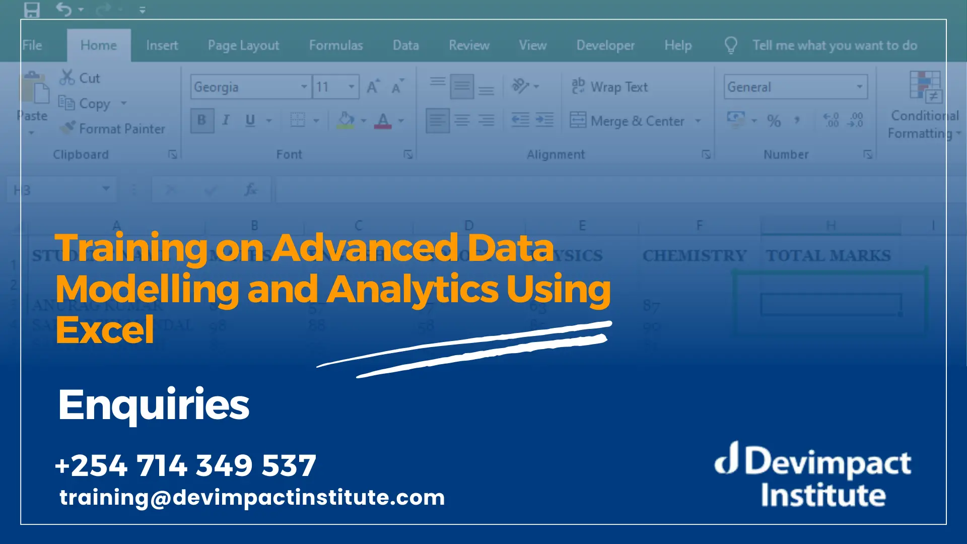 Training on Advanced Data Modelling and Analytics Using Excel_, Devimpact Institute, Nairobi, Kenya