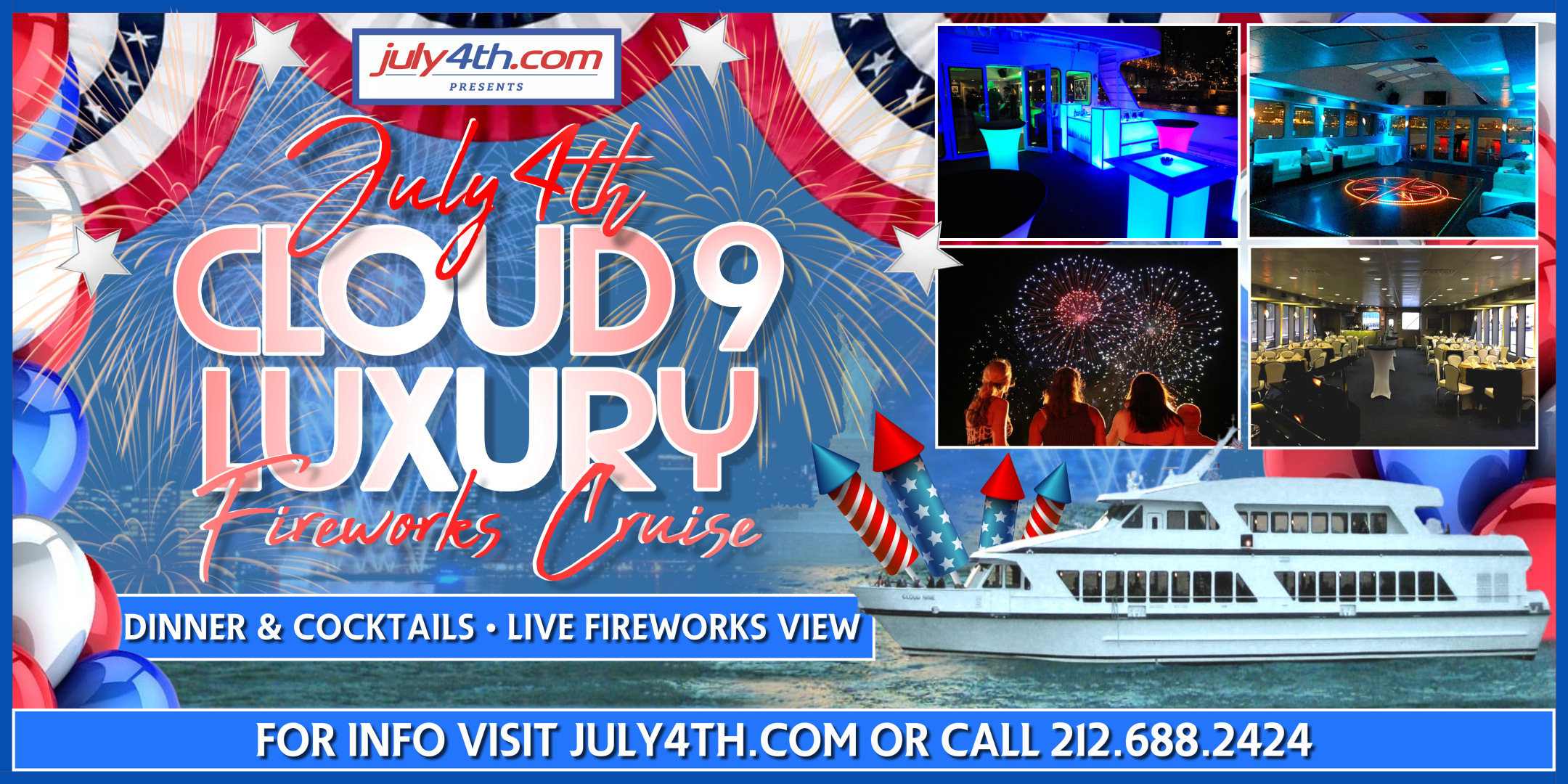 Premier Fourth of July NYC Fireworks Cruise Aboard the Cloud 9 Yacht, New York, United States