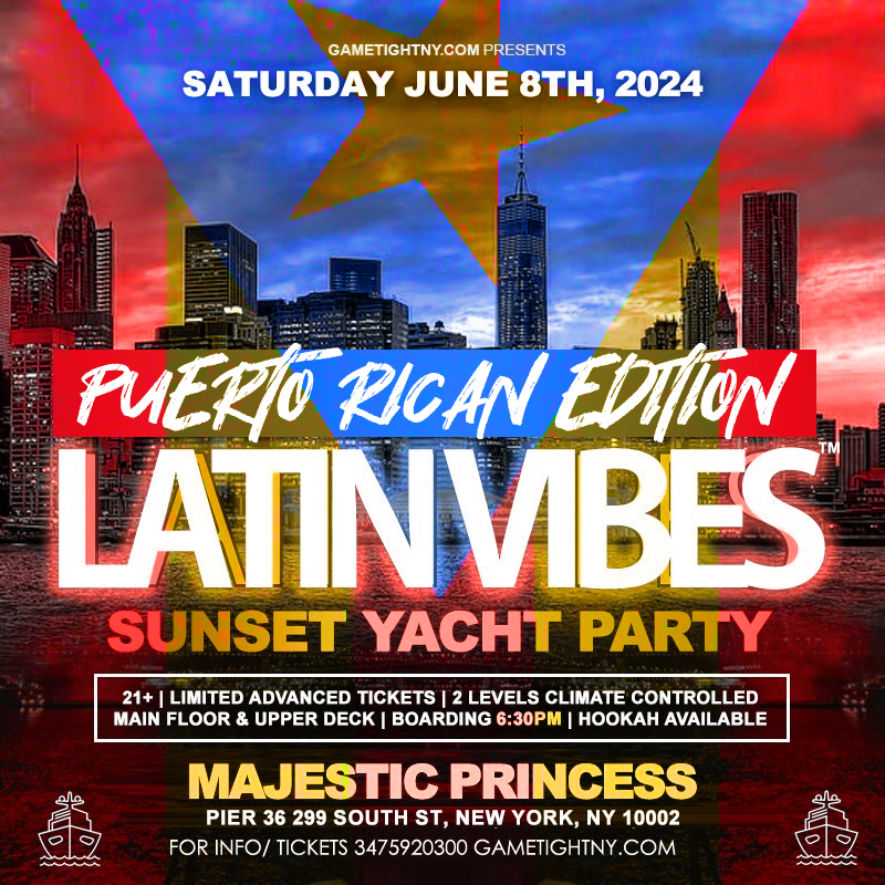 Puerto Rican Latin Vibes NY Sunset Majestic Princess Yacht Party Cruise 24', New York, United States