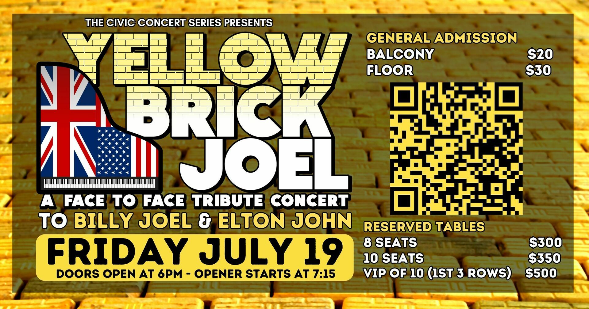 Yellow Brick Joel: A Face to Face Show (Tributes to Billy Joel and Elton John), La Porte, Indiana, United States