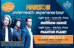HANSON in NYC on Oct. 16 and 17th at Palladium Times Square on the UNDERNEATH: EXPERIENCE TOUR