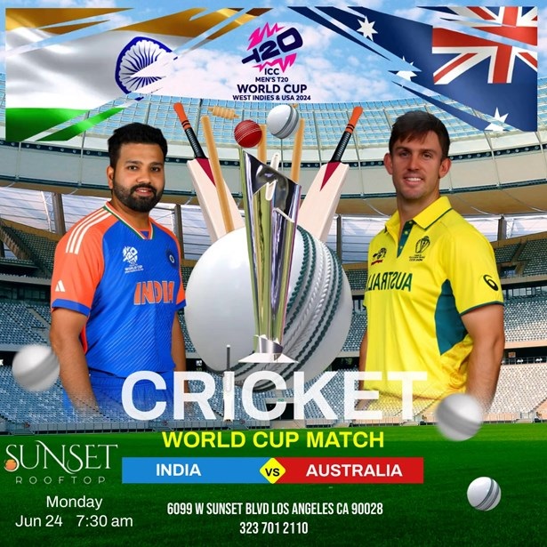 INDIA VS AUSTRALIA T 20 CRICKET WORLD CUP viewing party, Los Angeles, California, United States