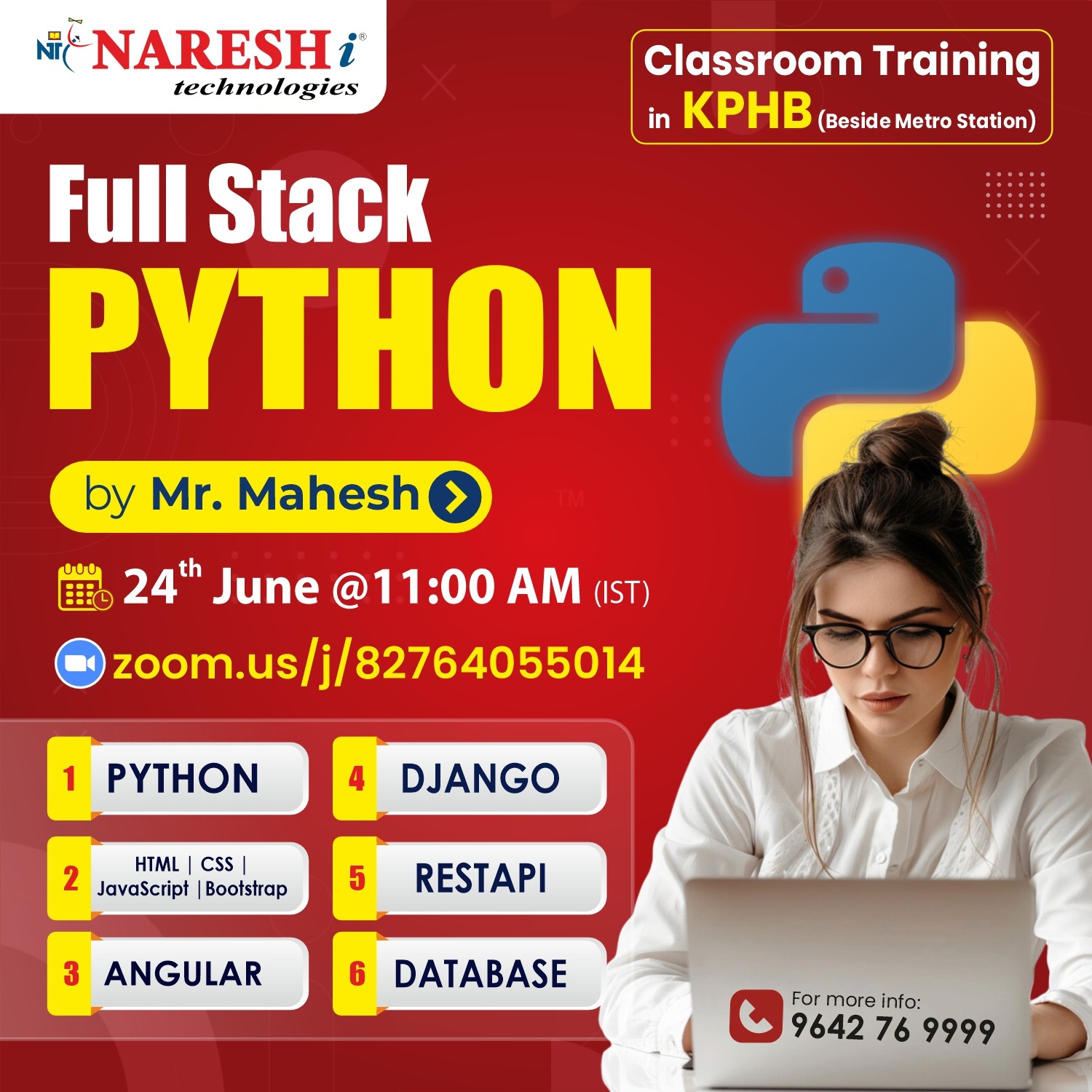 Full Stack Python Online  Demo In NareshIT, Hyderabad, Telangana, India