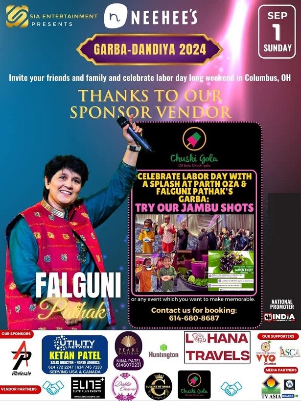 Dandia Dhamaal 2024 Falguni Pathak - Columbus, Ohio - TWO DAYS PASS Release!, Columbiana, Ohio, United States