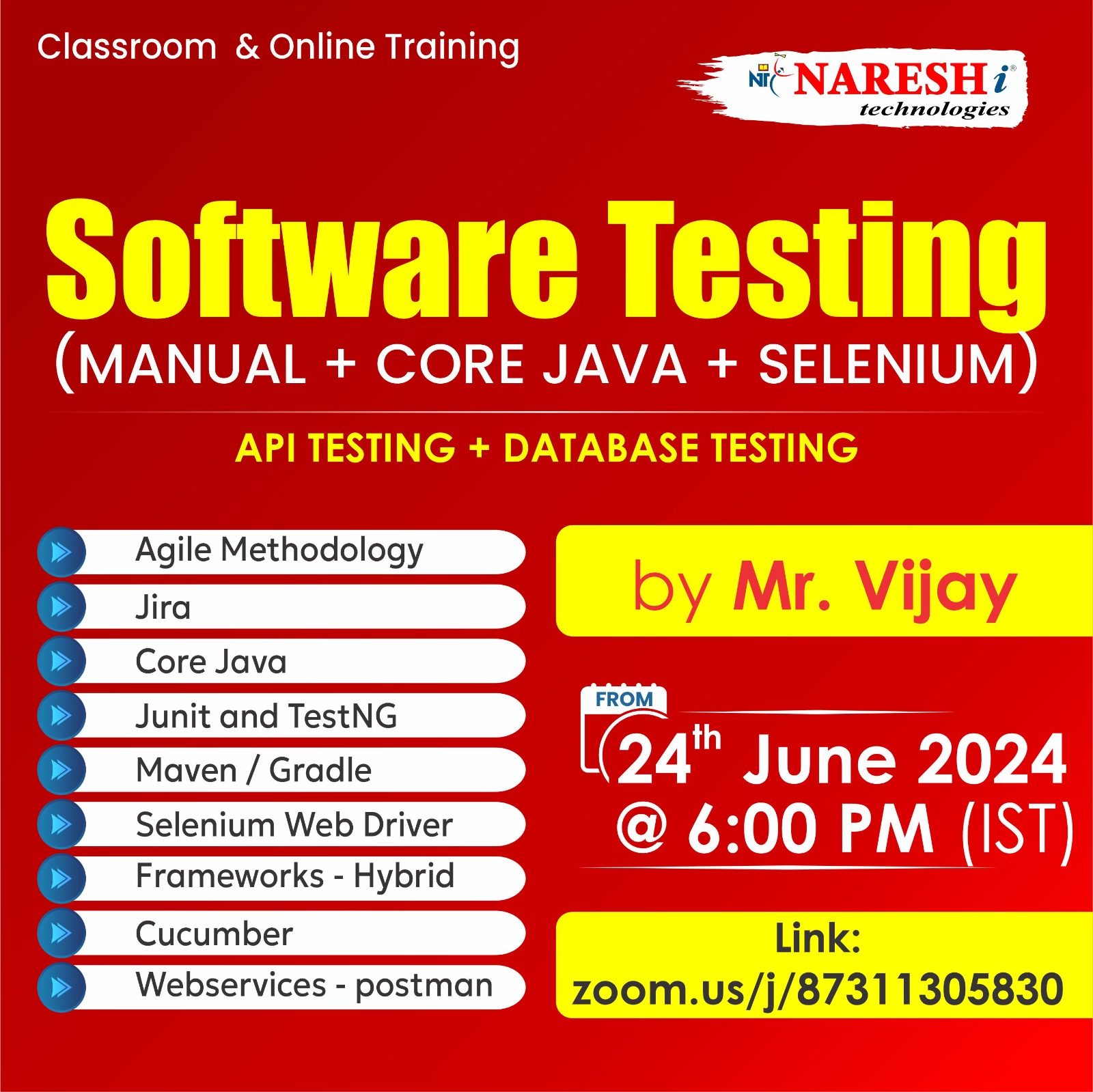 Selenium Online Demo  In NareshIT, Hyderabad, Telangana, India