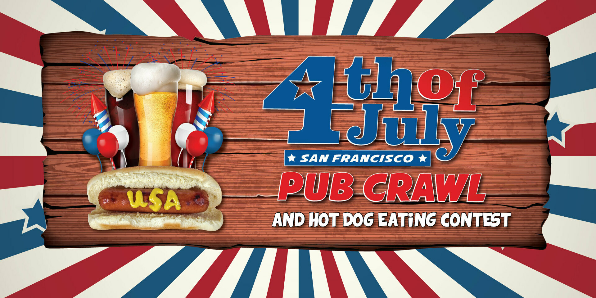 Fourth of July Pub Crawl and Hot Dog Eating Contest, San Francisco, California, United States