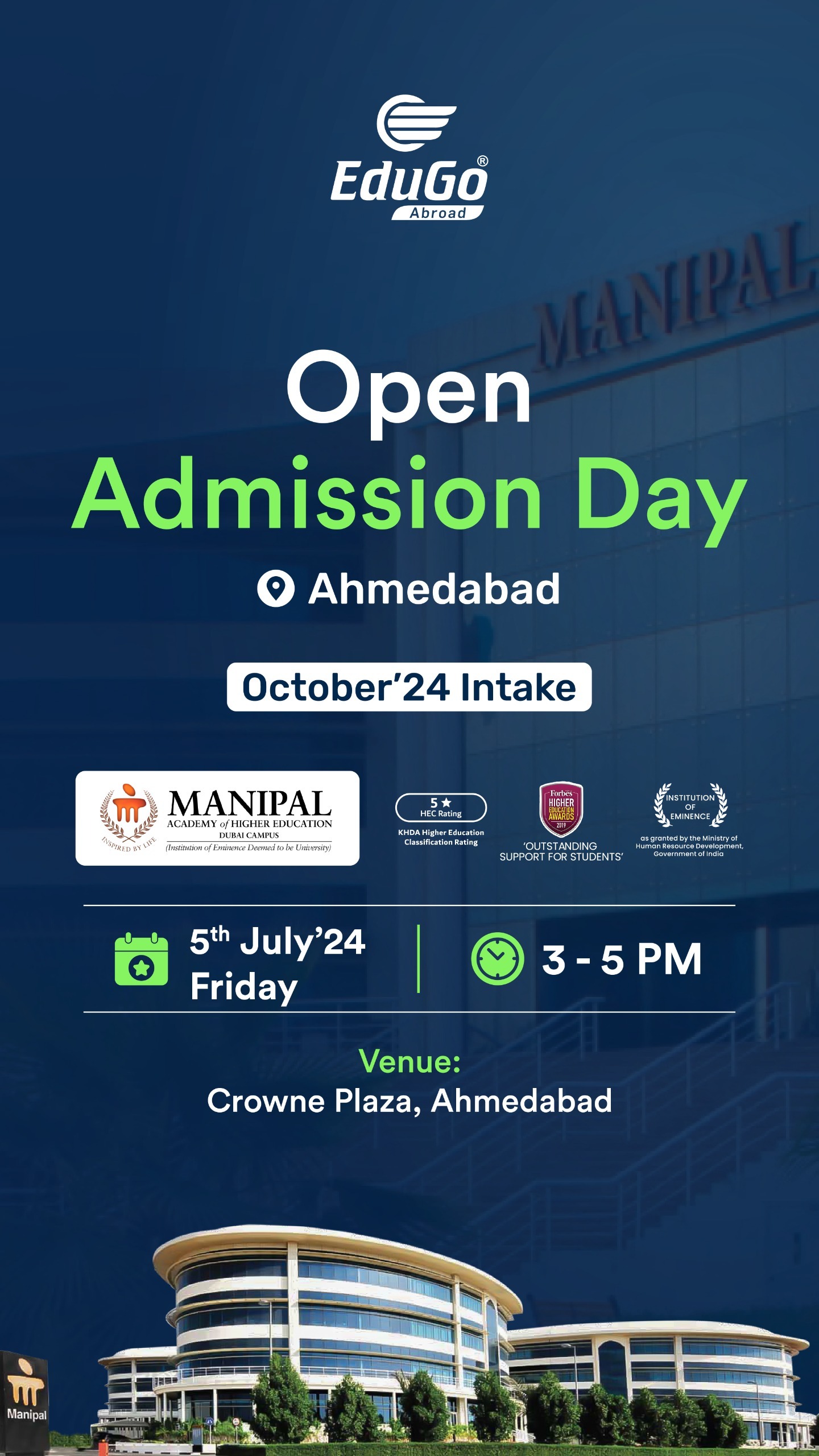Study in Dubai - Open Admission Day for Manipal University Dubai!, Ahmedabad, Gujarat, India