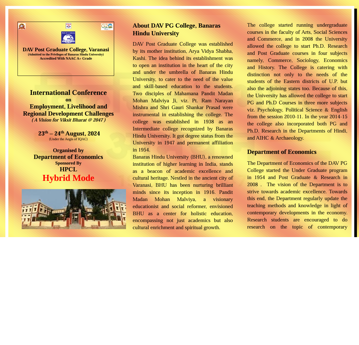 International Conference on Employment, Livelihood and Regional Development Challenges, Online Event
