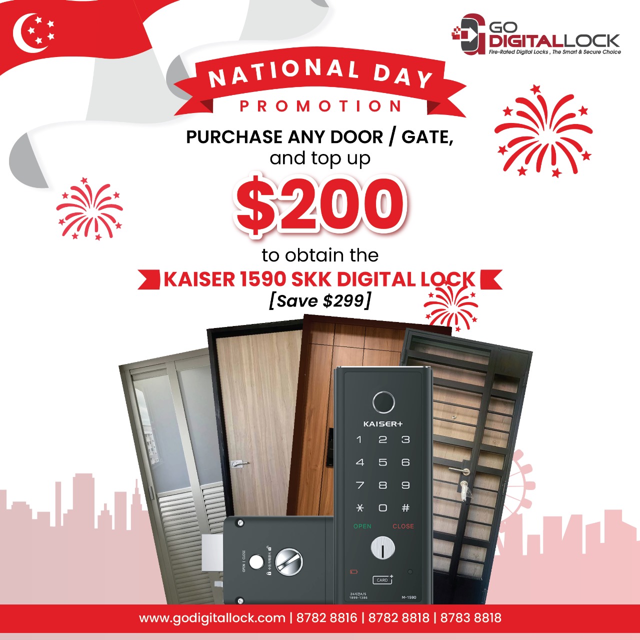 Special Offer on This 59th National Day with Our Exclusive Door and Gate with Digital Lock Bundle! Promotion, Singapore, North West, Singapore