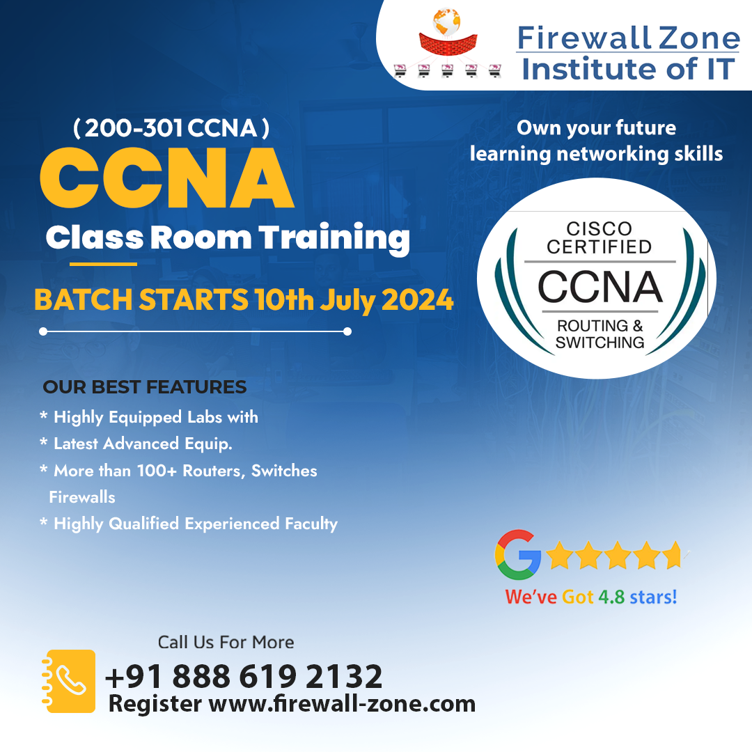 Master Networking Essentials with Cisco CCNA Training at Firewall Zone Institute of IT, Hyderabad, Andhra Pradesh, India