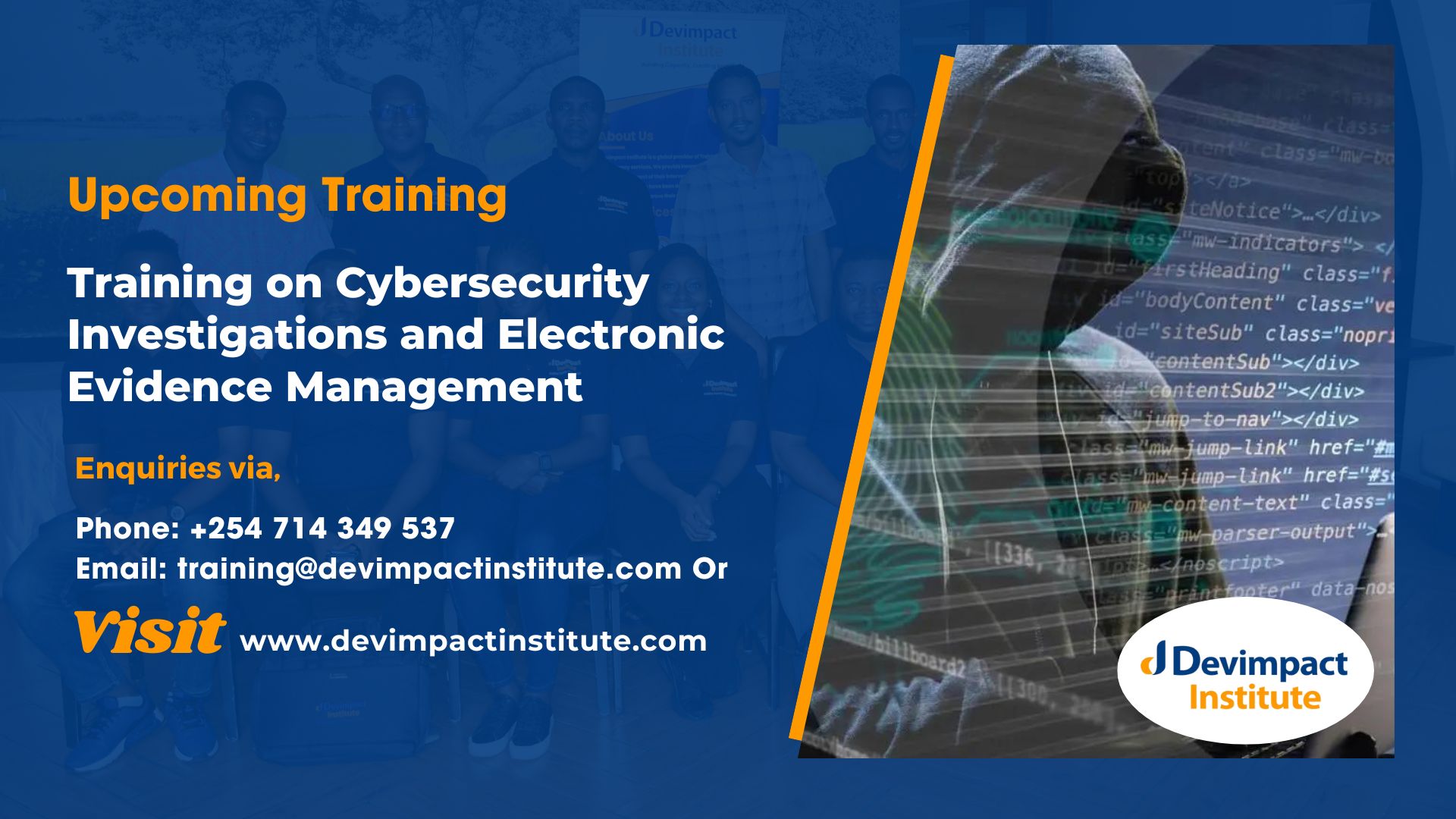 Training on Cybersecurity Investigations and Electronic Evidence Management, Devimpact Institute, Nairobi, Kenya