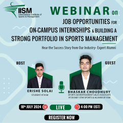 Webinar on Job Opportunities, Internships & Building A Strong portfolio in Sports Management.