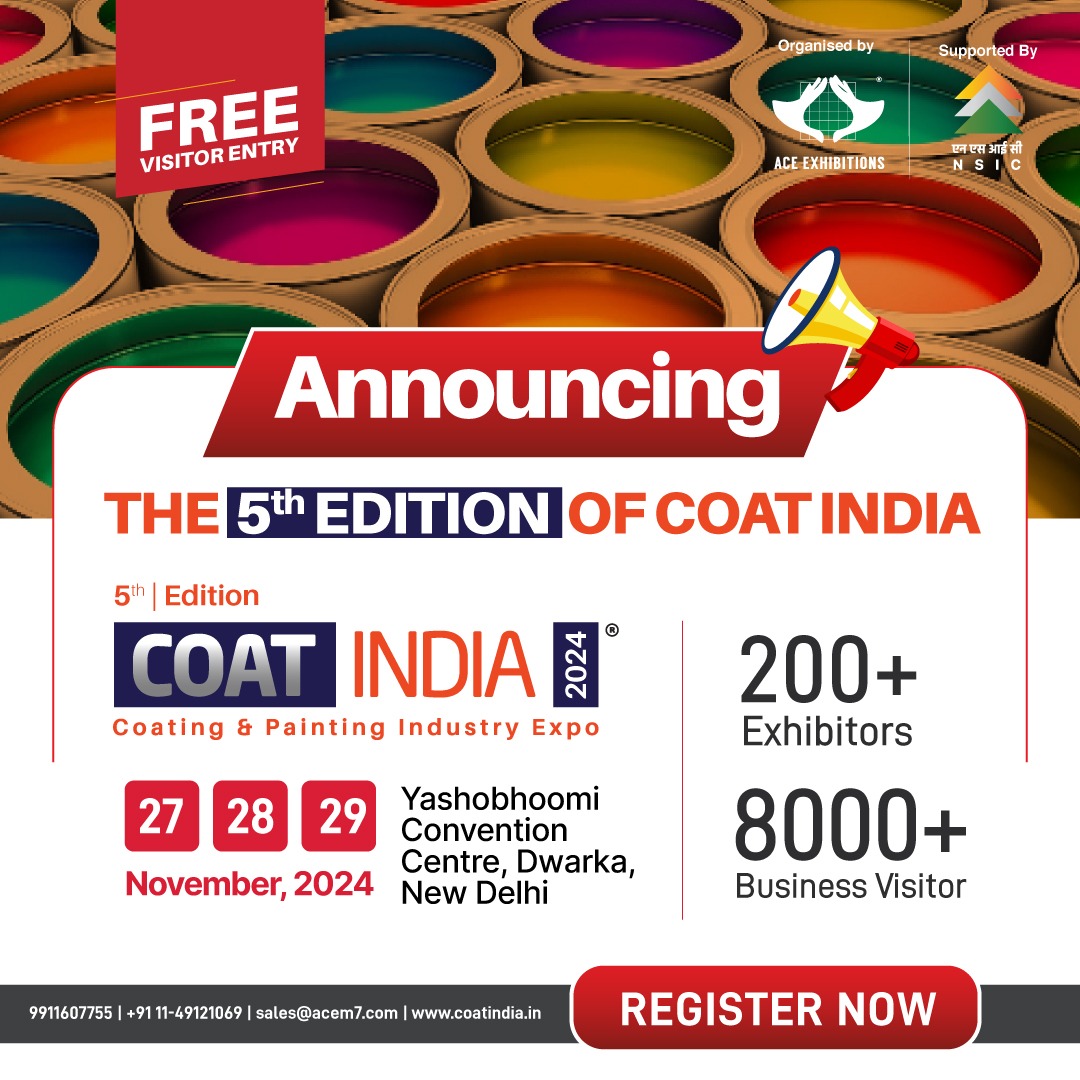 COAT India (Coating & Painting Industry Expo) 2024, Yashobhoomi Convention Centre Dwarka Sec 25, Delhi,Delhi,India