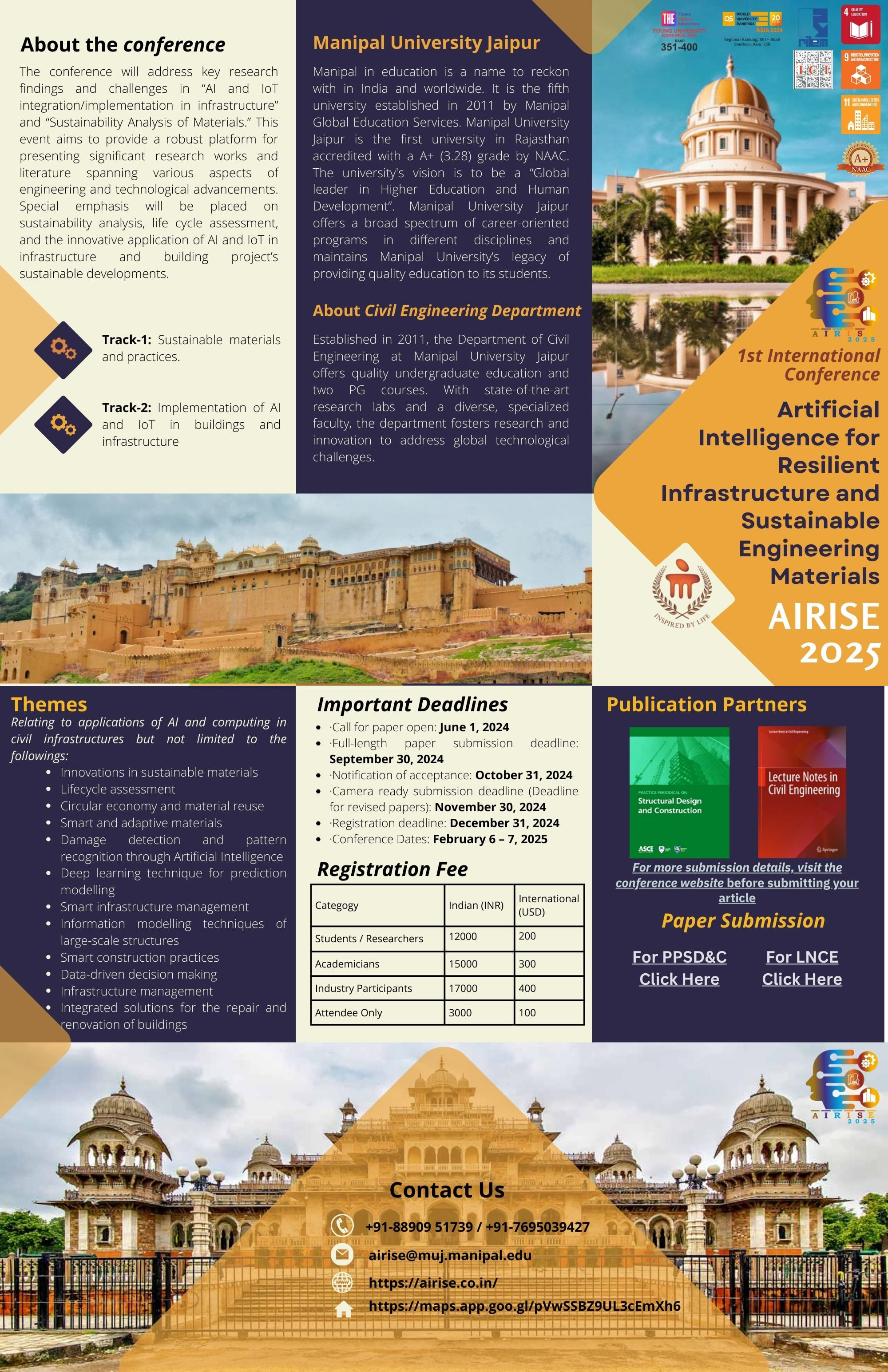 International Conference on Artificial Intelligence for Resilient Infrastructure and Sustainable Engineering Materials, Jaipur, Rajasthan, India