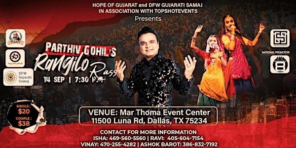 'HALLO RE HALLO' WITH GARBA KING PARTHIV GOHIL IN DALLAS' #1 RANGILO RASS.!, Dallas, Texas, United States