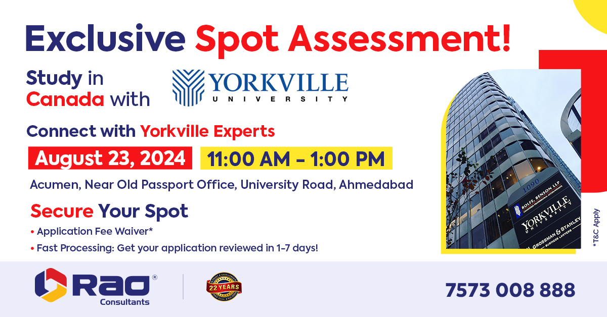 Yorkville University Spot Assessment - Rao Consultants, Ahmedabad, Gujarat, India
