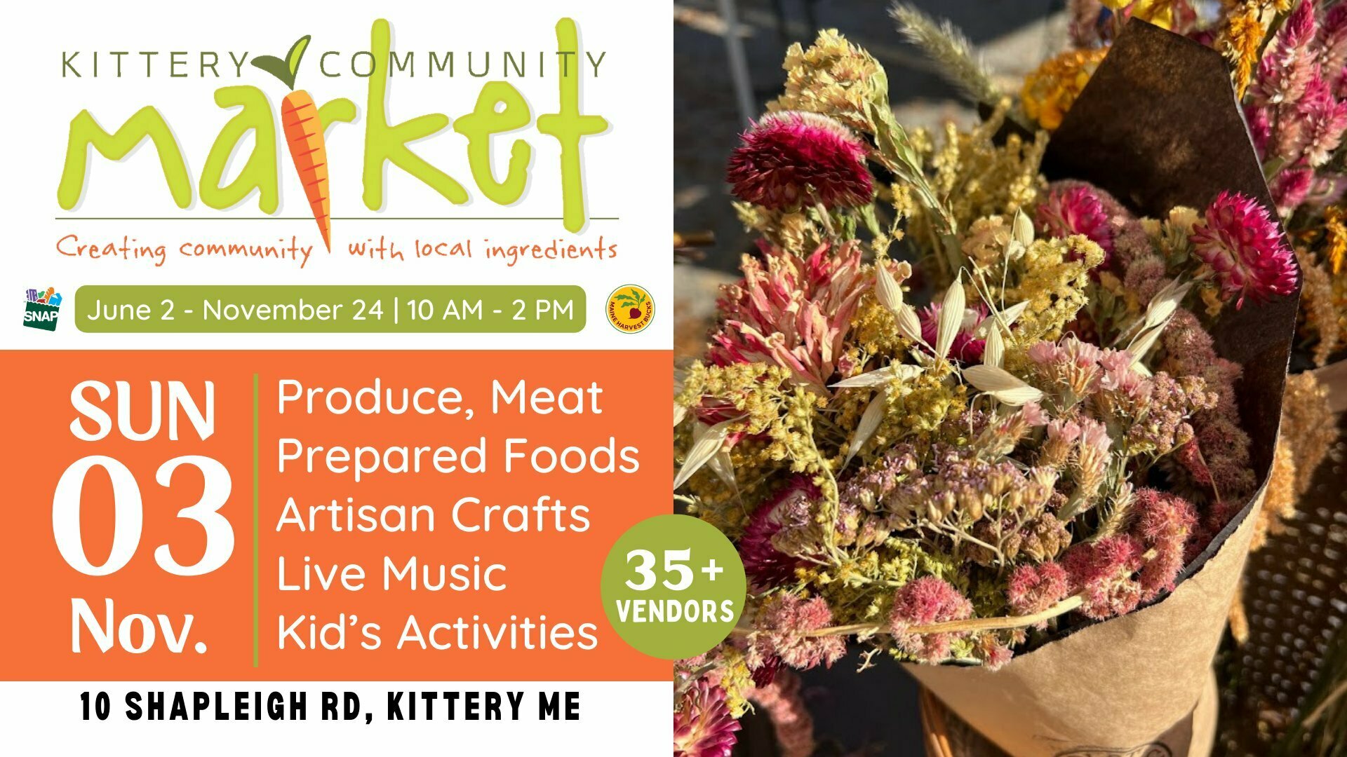 Kittery Community Market | Sunday, Nov 3 | 10-2 PM, Kittery, Maine, United States