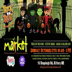 HALLOWEEN PARTY at Kittery Community Market | Sunday, Oct 27 | 10-2 PM