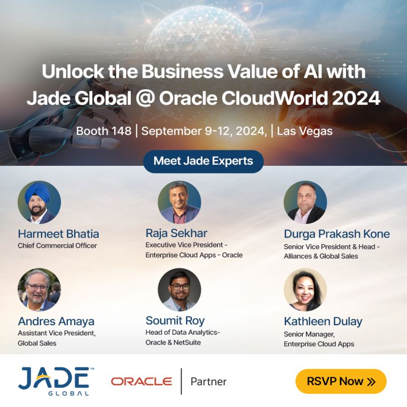 Meet Jade Global at Oracle CloudWorld 2024, Las Vegas, Nevada, United States