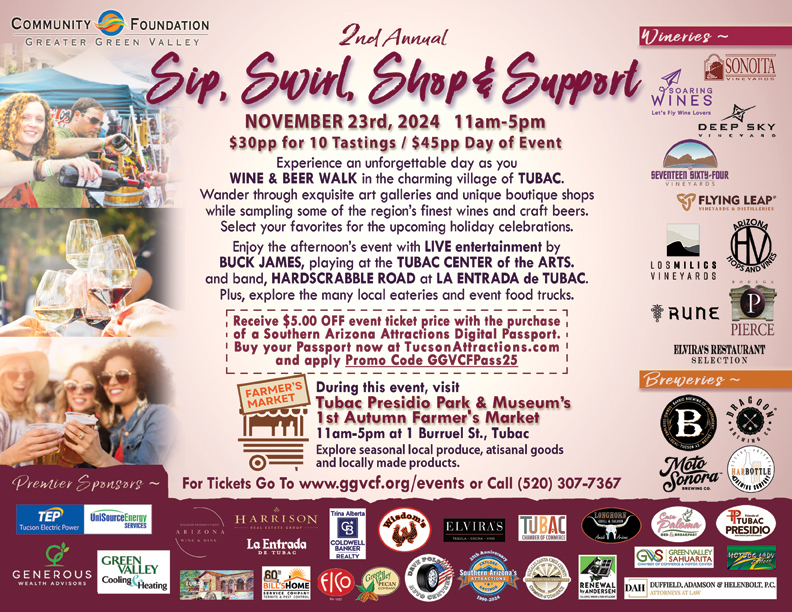 Sip, Swirl, Shop and Support, Wine and Beer Tasting in Tubac on November 23, 2024, Tubac, Arizona, United States