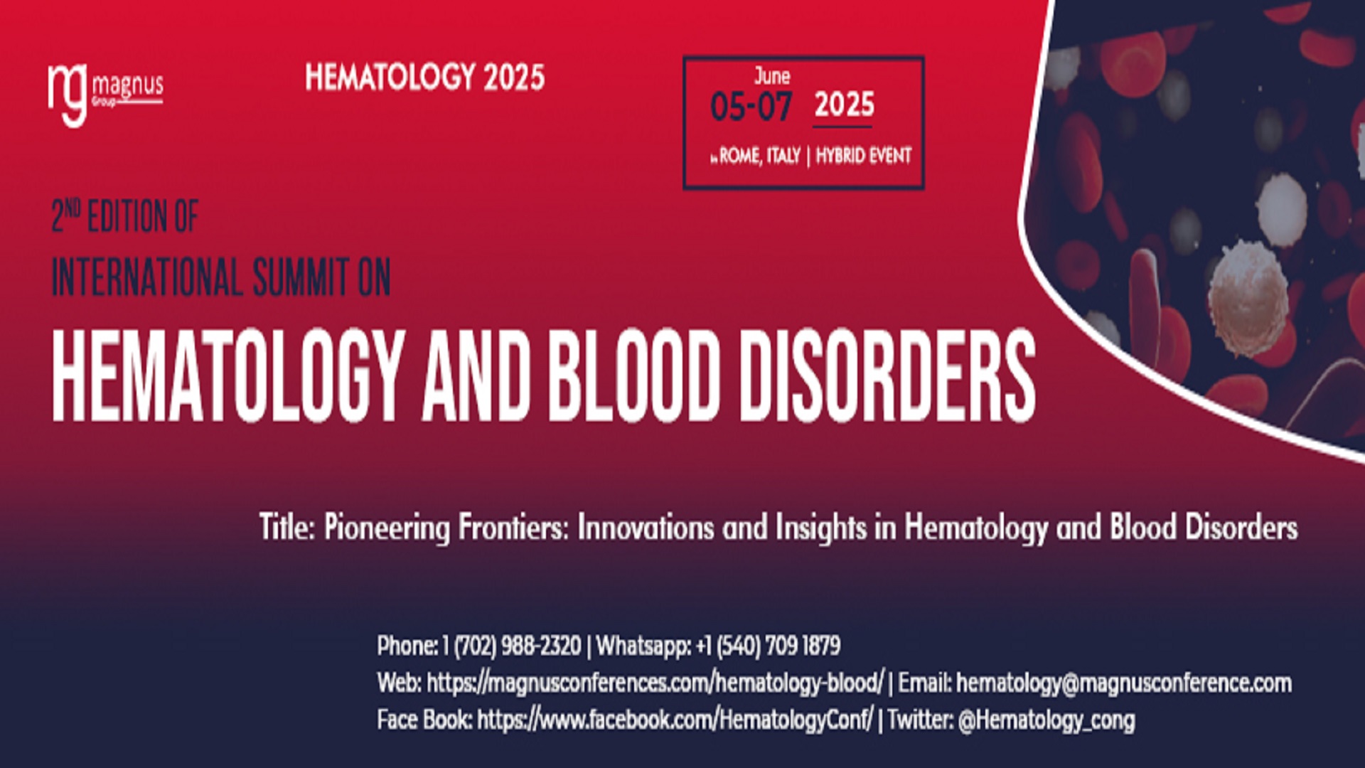 2nd Edition of International Summit on Hematology and Blood Disorders, Rome/Italy, Italy