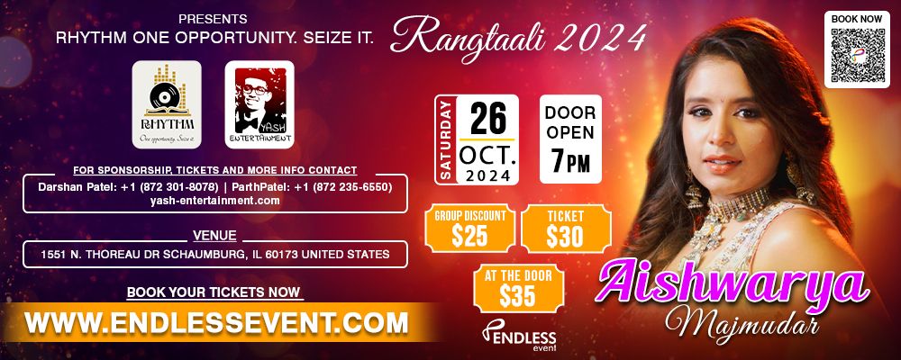 Rangtaali 2024 Live In Chicago With Aishwarya Majmudar, Cook, Illinois, United States