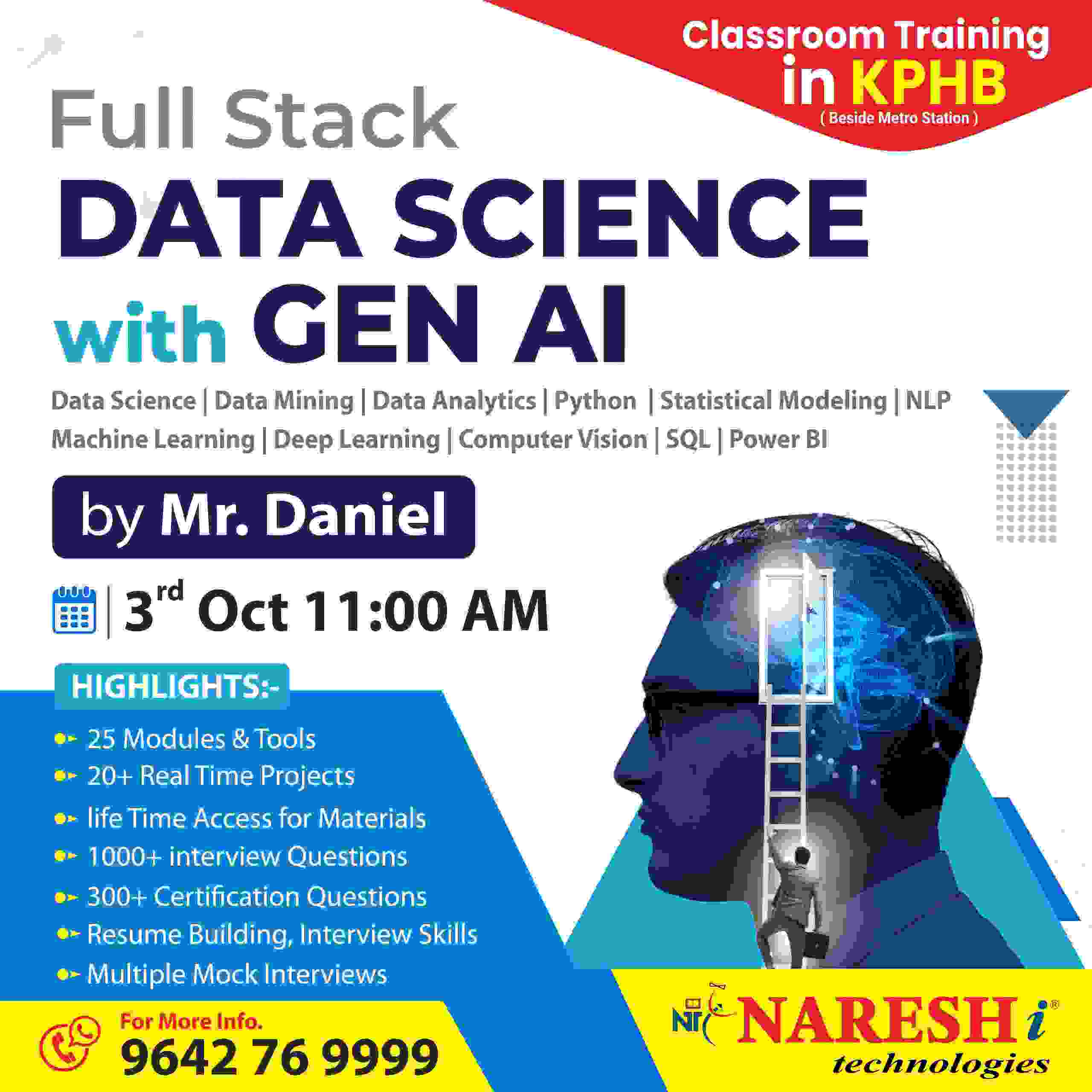 Free Demo on Full Stack Data Science with Generative AI - NareshIT, Hyderabad, Andhra Pradesh, India
