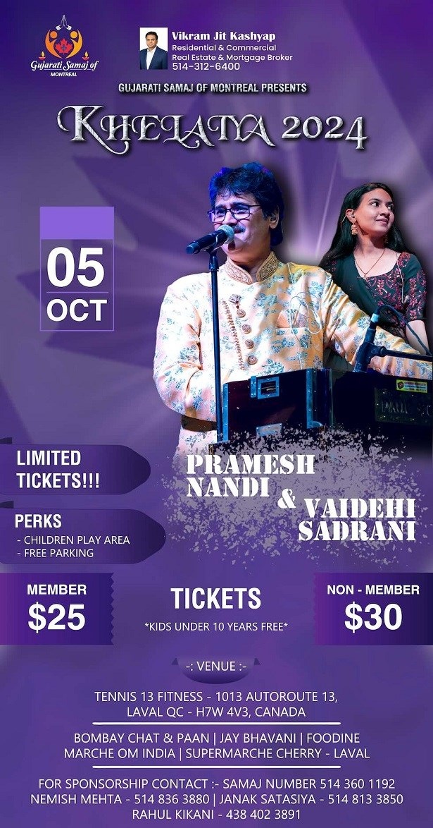 Khelaiya 2024 - By Pramesh Nandi & Vaidehi Sadrani | 5th october, Laval, Quebec, Canada