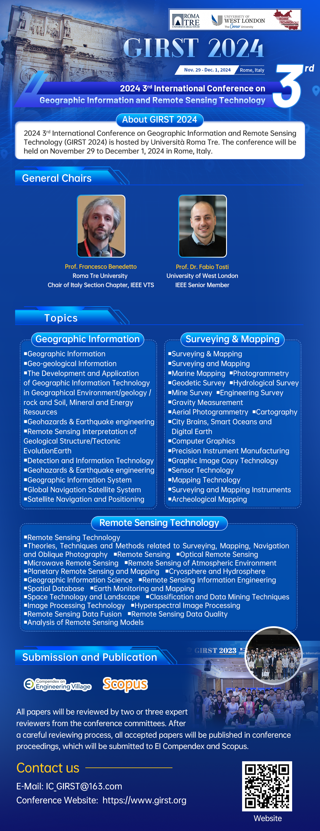 2024 3rd International Conference on Geographic Information and Remote Sensing Technology (GIRST 2024), Rome, Lazio, Italy