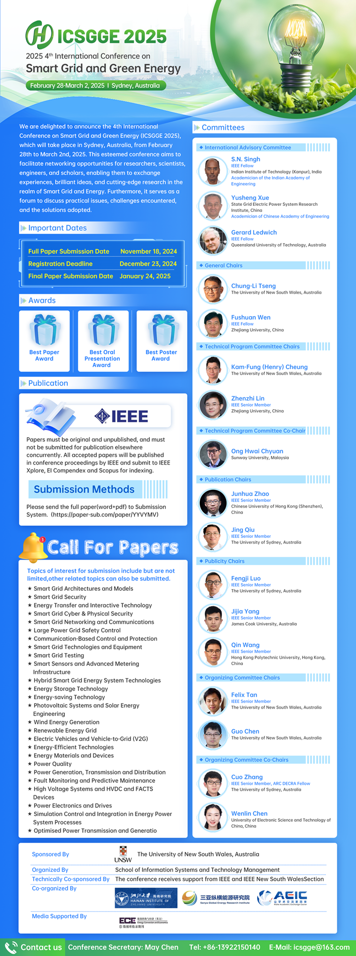4th International Conference on Smart Grid and Green Energy (ICSGGE 2025), Sydney, New South Wales, Australia
