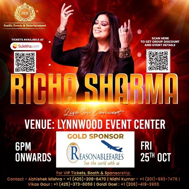 Richa Sharma Live in Concert Seattle 2024, Lynnwood, Washington, United States