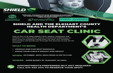 Shield and Elkhart County Health Department Car Seat Clinic, Elkhart, Indiana, United States