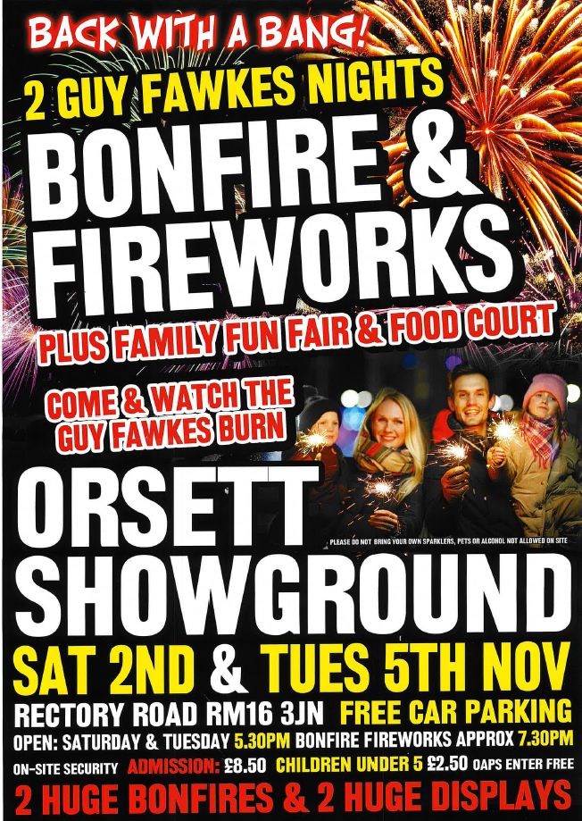 Fireworks and Bonfire, Grays, England, United Kingdom