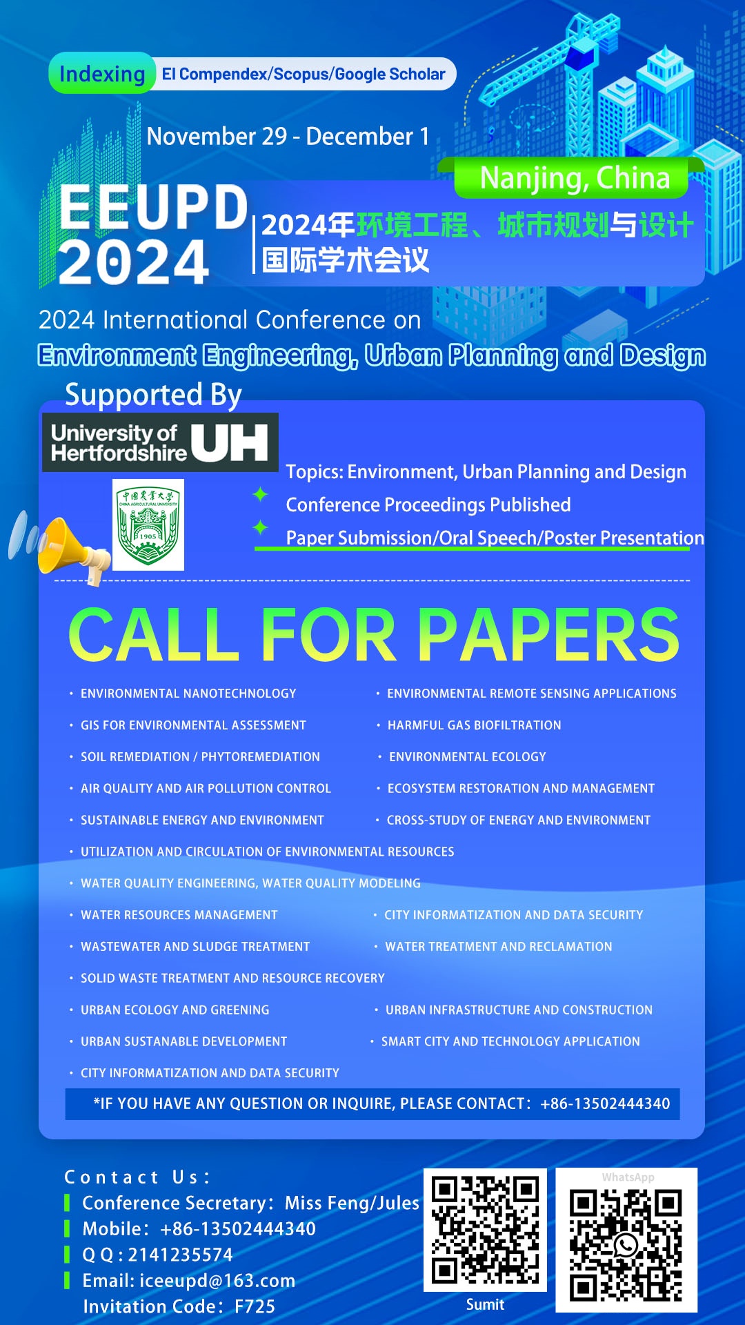 2024 International Conference on Environmental Engineering, Urban Planning and Design (EEUPD 2024), Nanjing, Jiangsu, China
