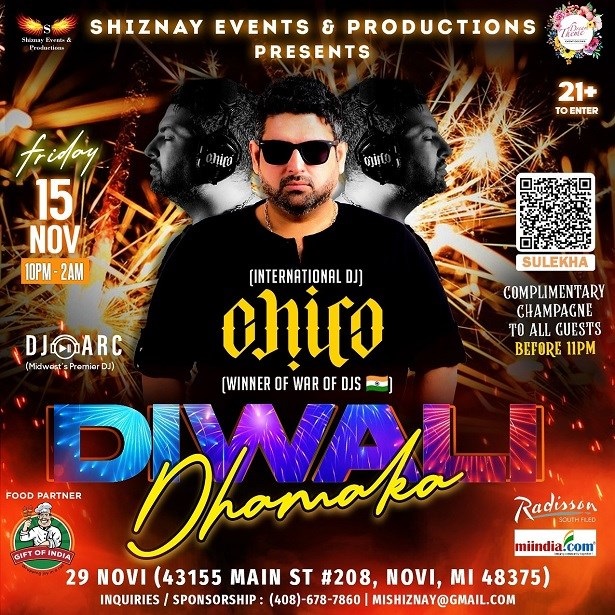 Diwali Dhamaka Feat. DJ Chico (International Artist) & DJ Arc, Novi, Michigan, United States