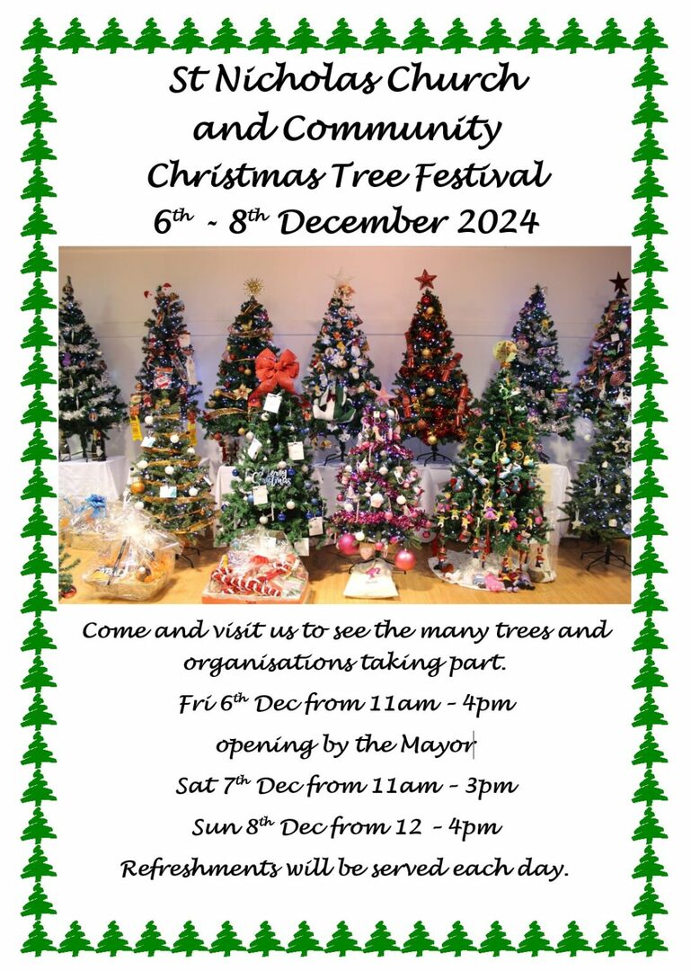 St Nicholas Church and Community Christmas tree Festival, Stevenage, England, United Kingdom