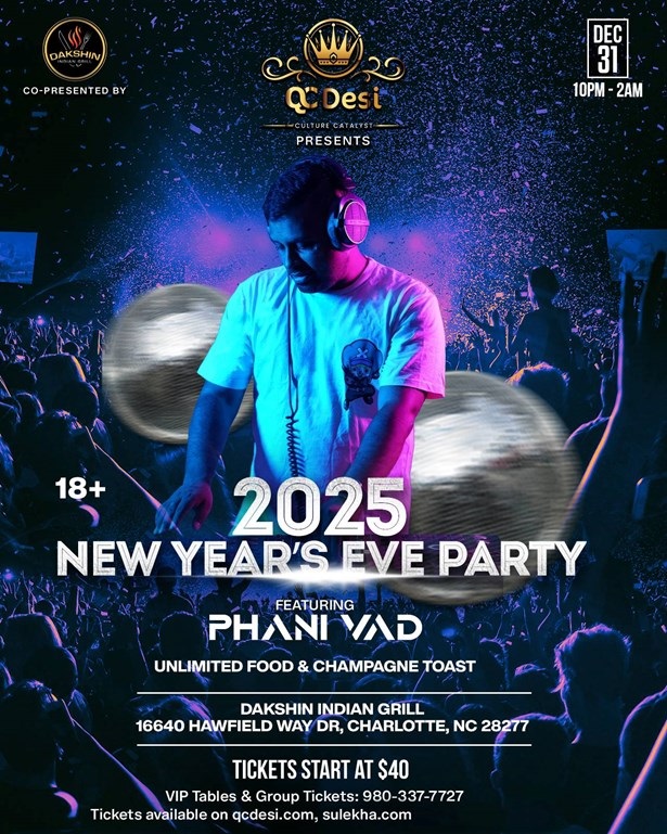 2025 NEW YEAR'S EVE PARTY FEATURING PHANI VAD, Charlotte, North Carolina, United States