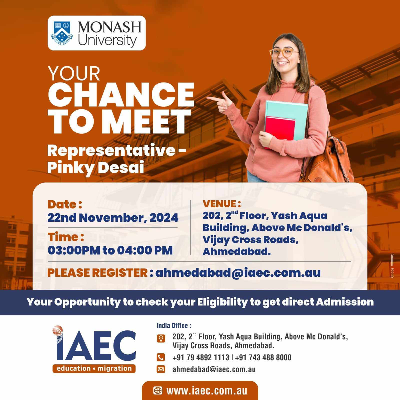 Meet Monash University Representative in Ahmedabad, Ahmedabad, Gujarat, India