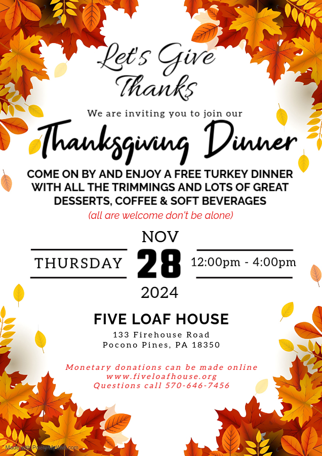 FREE THANKSGIVING DINNER - POCONO PINES, Pocono Pines, Pennsylvania, United States