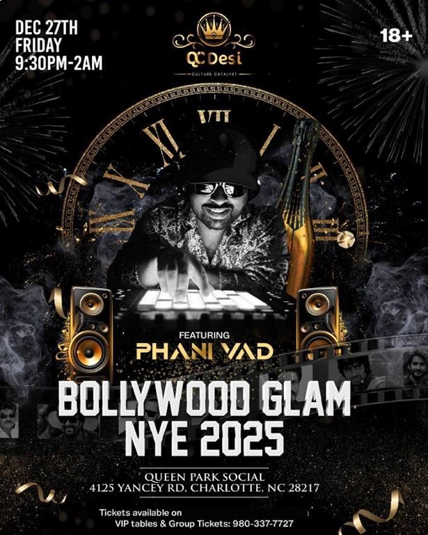 BOLLYWOOD GLAM NYE 2025 FEATURING PHANI VAD, Charlotte, North Carolina, United States