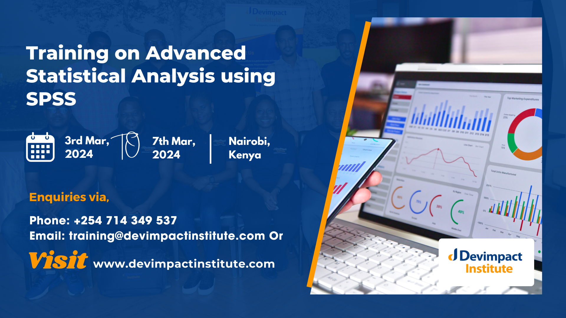 Training on Advanced Statistical Analysis using SPSS, Devimpact Institute, Nairobi, Kenya