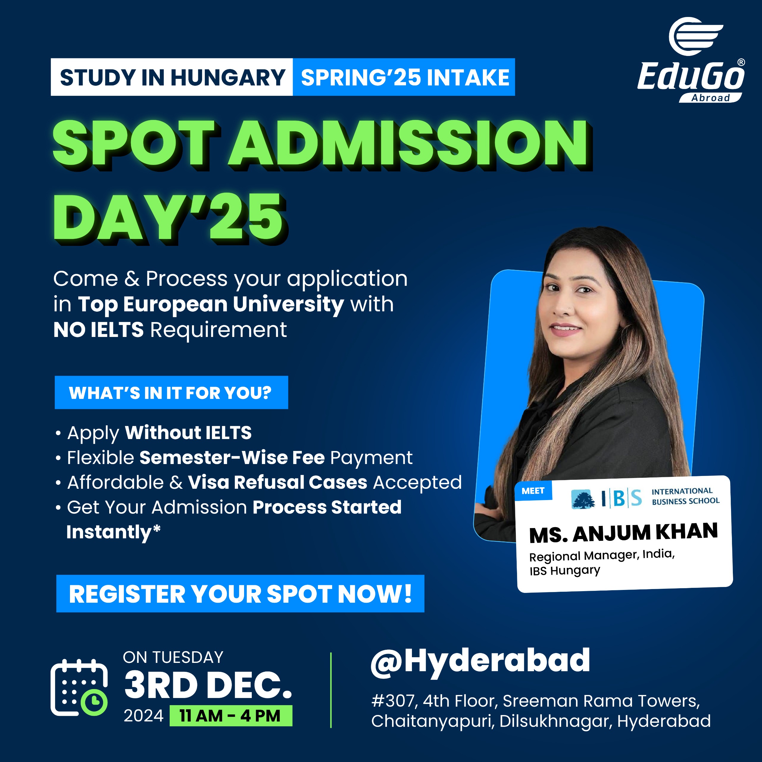 Study in Hungary: Spot Admission Day for Spring 2025 Intake – Hyderabad | Edugo Abroad, Hyderabad, Telangana, India