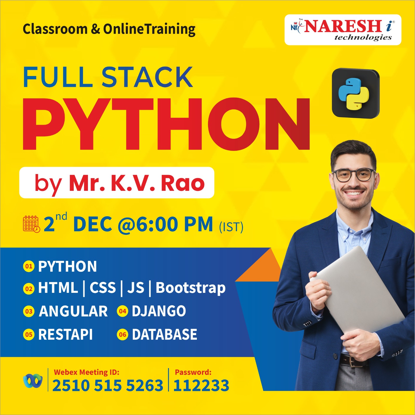 our Full Stack Python Training In NareshIT, Hyderabad, Telangana, India