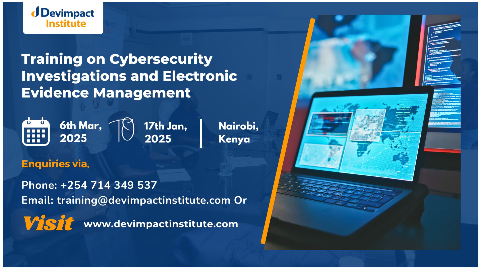 Training on Cybersecurity Investigations and Electronic Evidence Management, Devimpact Institute, Nairobi, Kenya